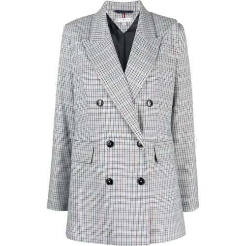 Relaxed Blazer with Small Check , female, Sizes: S, M, L, XS - Tommy Hilfiger - Modalova