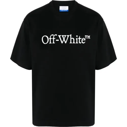 Schwarzes Logo Print Crew Neck T-shirts , Herren, Größe: XS - Off White - Modalova