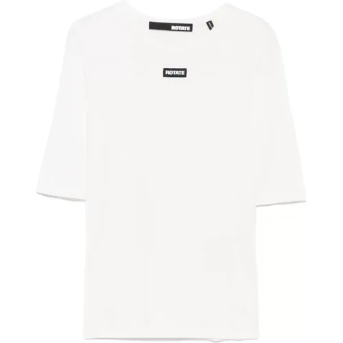 Weißes Jersey-Logo-Patch-T-Shirt , Damen, Größe: XS - ROTATE Birger Christensen - Modalova