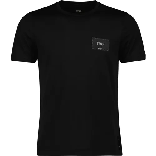 Roma Kollektion Schwarzes Baumwoll-T-Shirt , Herren, Größe: M - Fendi - Modalova