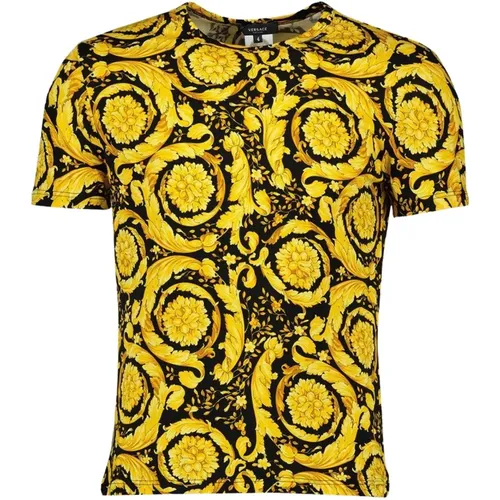 Barocco Print Round Neck T-shirt , male, Sizes: L, 3XL, S, M, 2XL - Versace - Modalova