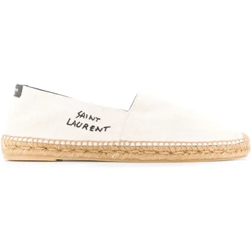 Flat Shoes with Embroidered Logo , male, Sizes: 6 1/2 UK - Saint Laurent - Modalova