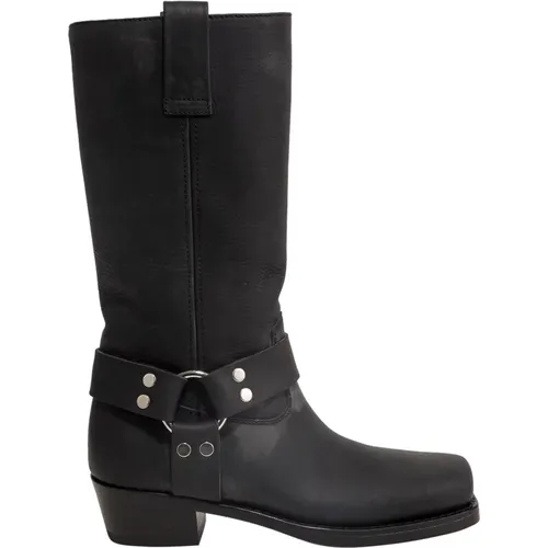 Hohe Stiefel mit bestickten Profilen und Metall-Details , Damen, Größe: 37 EU - Paris Texas - Modalova