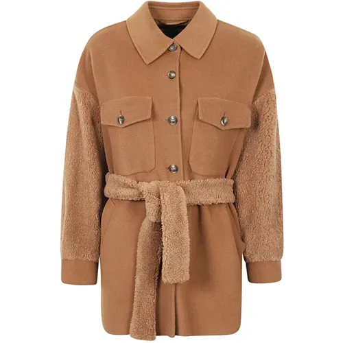 Light Wool Coat with Teddy Sleeves , female, Sizes: S, XS, 4XS, 3XS, 2XS - Max Mara Weekend - Modalova