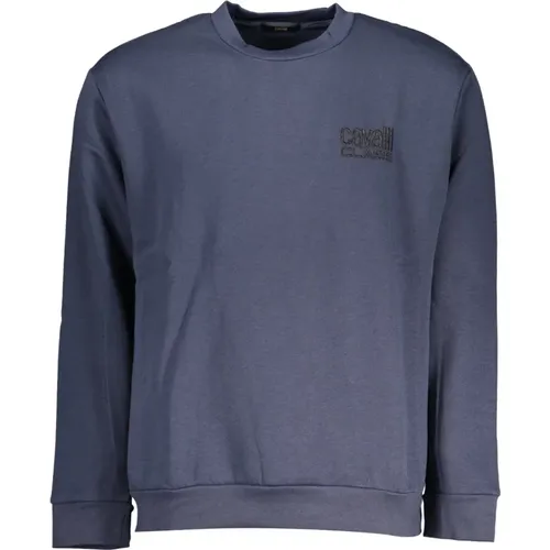 Blauer Langarm Bestickter Sweatshirt , Herren, Größe: L - Cavalli Class - Modalova