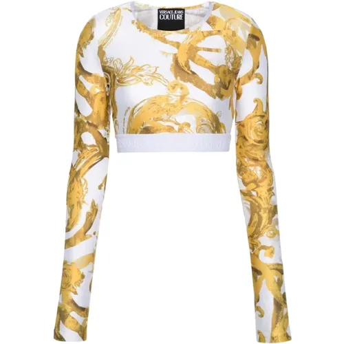 Weißes Top mit generischem T-Shirt-Design , Damen, Größe: 2XS - Versace Jeans Couture - Modalova