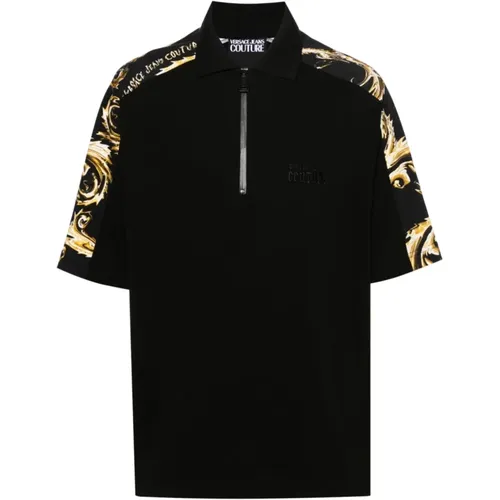 Schwarze T-Shirts und Polos ***cv , Herren, Größe: XL - Versace Jeans Couture - Modalova