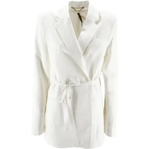 Weiße Einreiher-Jacke mit Steppung für Damen - Manila Grace - Modalova