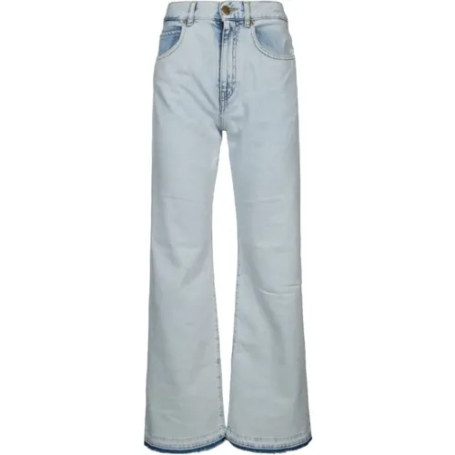 Stylische Jeans für Männer und Frauen,Blaue Wide Leg Jeans mit Knopf- und Reißverschluss - pinko - Modalova