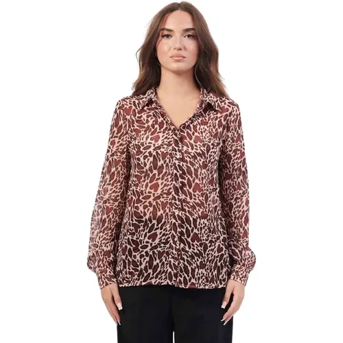 Elegante Bordeaux Bluse mit Klassischem Kragen , Damen, Größe: M - Fracomina - Modalova