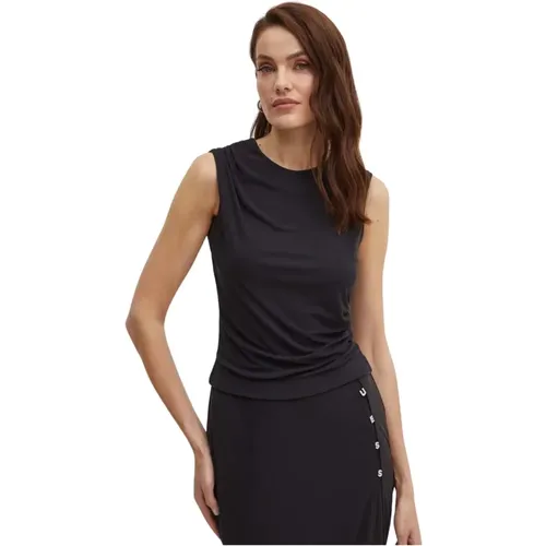 Geripptes ärmelloses Top - Schwarz , Damen, Größe: XS - Guess - Modalova