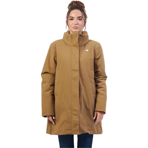 Braune Damenjacke Marla Drei Viertel Länge , Damen, Größe: L - K-way - Modalova