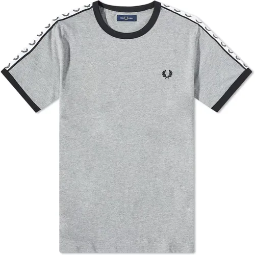 Taped Ringer T-Shirt with Laurel Crown Sleeve Detail , male, Sizes: XL, 3XL, L, 2XL, S, M - Fred Perry - Modalova