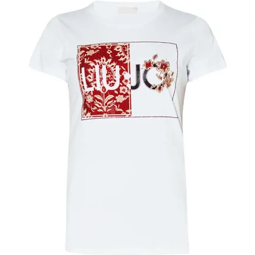 Printed T-Shirt with Applications , female, Sizes: M - Liu Jo - Modalova