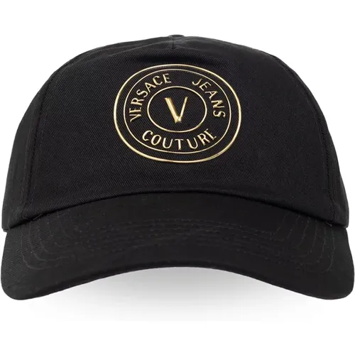 Cotton Baseball Cap with Gold Logo , male, Sizes: ONE SIZE - Versace Jeans Couture - Modalova