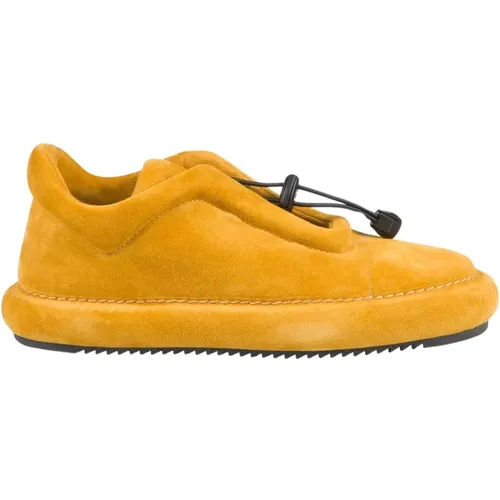 Gelber Wildleder-Sneaker mit elastischer Front , Damen, Größe: 37 EU - DEL Carlo - Modalova