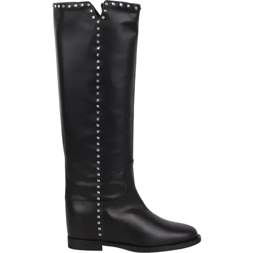 Stiefel mit Nieten und Silbernen Details , Damen, Größe: 39 EU - Via Roma 15 - Modalova