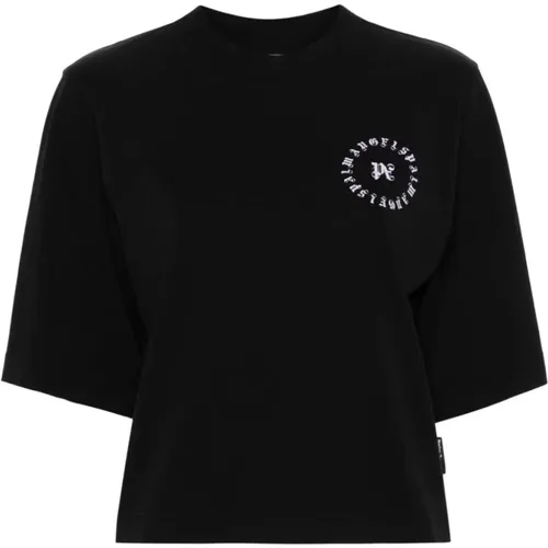 Logo Print Crop T-shirt , female, Sizes: XS, S, M - Palm Angels - Modalova