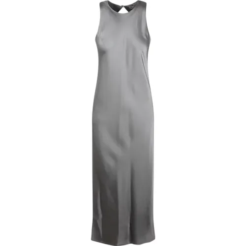 Satin-Langes Kleid mit Seitenschlitzen,Satin-Langkleid mit Seitenschlitzen - Herno - Modalova