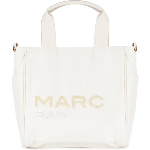 Ivory Shopping Bag with Brand Details , female, Sizes: ONE SIZE - Marc Ellis - Modalova