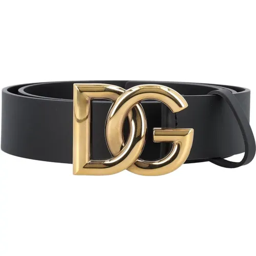 Luxury Leather Belt with Crossover Logo , male, Sizes: 95 CM, 100 CM, 105 CM - Dolce & Gabbana - Modalova