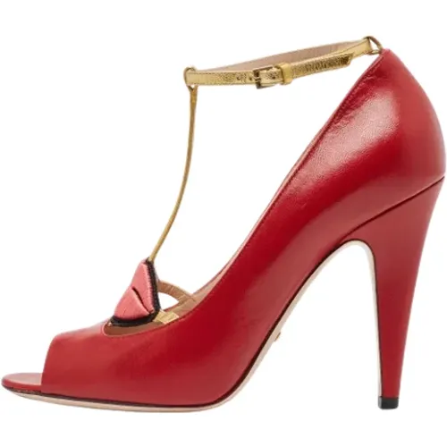 Pre-owned Leather heels , female, Sizes: 5 1/2 UK - Gucci Vintage - Modalova