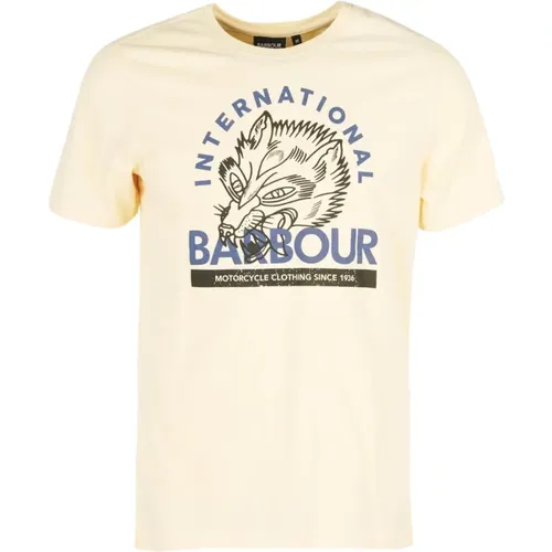 Grafik-Print T-Shirt, Slim Fit Stil , Herren, Größe: M - Barbour - Modalova
