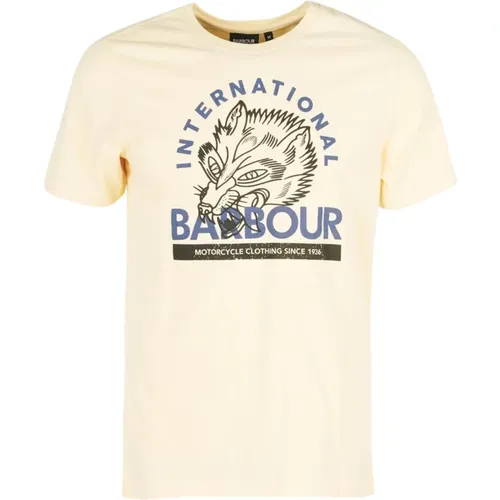 Grafik-Print T-Shirt, Slim Fit Stil , Herren, Größe: XL - Barbour - Modalova