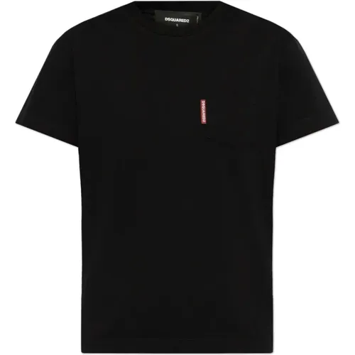 T-Shirt mit Tasche , Damen, Größe: M - Dsquared2 - Modalova