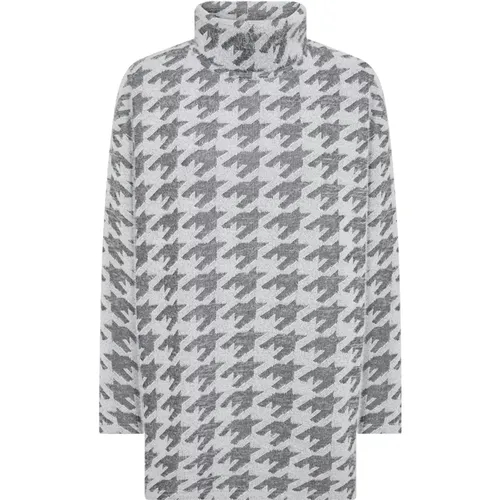 Langer Hahnentritt Pullover mit Rollkragen - Soyaconcept - Modalova