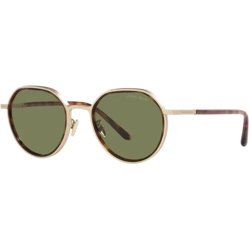 Matte Pale Gold/Green Sunglasses AR 6144 , male, Sizes: 49 MM - Giorgio Armani - Modalova