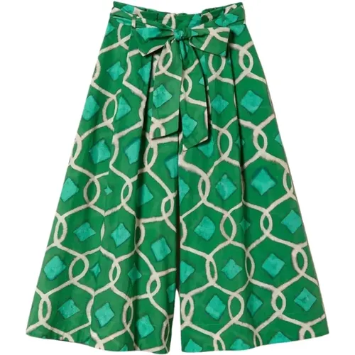 Green Tile Skirt Wide Line Graphic , female, Sizes: S, M, XS - Twinset - Modalova
