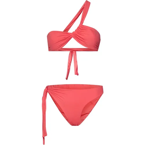 Coral Lace One Shoulder Bikini Set , female, Sizes: S - Fisico - Modalova