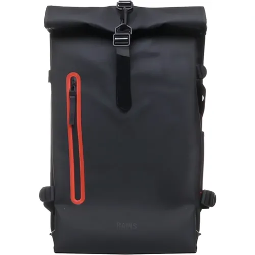 Schwarzer Sack Rucksack mit Rollverschluss , unisex, Größe: ONE Size - Rains - Modalova