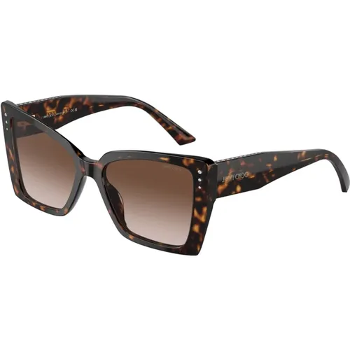 Cat-Eye Sonnenbrille mit Havanna Rahmen , Damen, Größe: 55 MM - Jimmy Choo - Modalova