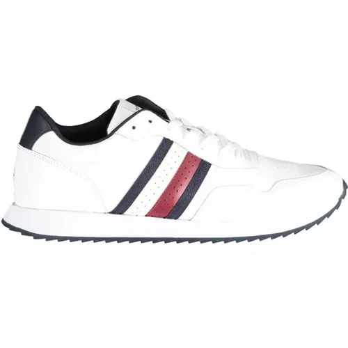 Polyester Sneakers with Lace-Up, Contrast Details, Logo , male, Sizes: 9 UK, 11 UK, 10 UK, 6 UK, 7 UK, 8 UK, 12 UK - Tommy Hilfiger - Modalova