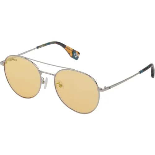 Silver Frame Yellow Lens Sunglasses , unisex, Sizes: 55 MM - Converse - Modalova