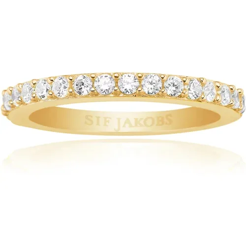 Vergoldeter Ring mit Zirkonia , Damen, Größe: 58 MM - Sif Jakobs Jewellery - Modalova