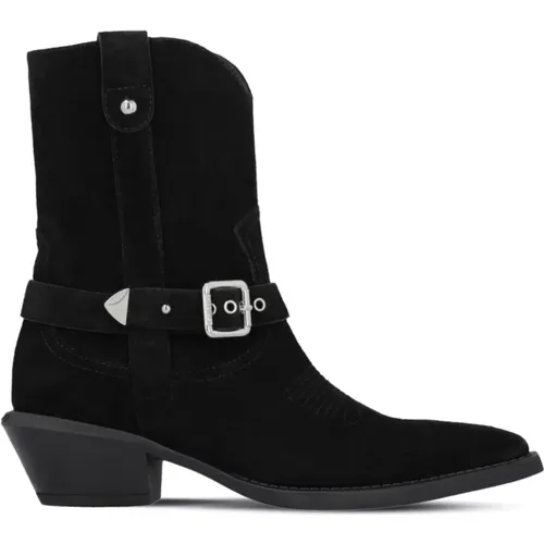 Schwarze Wildleder Schnallenstiefel , Damen, Größe: 39 EU - pinko - Modalova