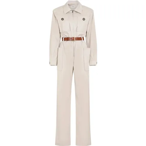 Beiger Baumwoll-Jumpsuit mit Gürtel - Saint Laurent - Modalova