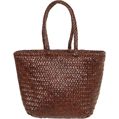 Braune Leder Shopper Tasche - Dragon Diffusion - Modalova