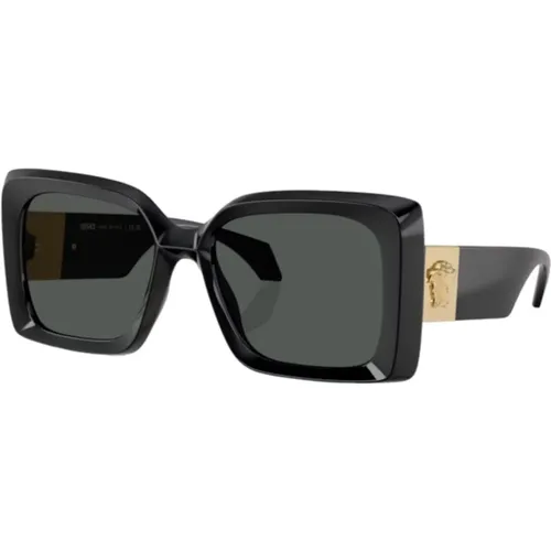 Schwarze Acetat-Sonnenbrille für Frauen , Damen, Größe: 54 MM - Versace - Modalova