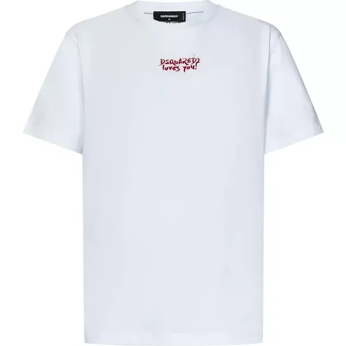 Cotton Jersey T-Shirt with Lettering , male, Sizes: L, S, XL - Dsquared2 - Modalova