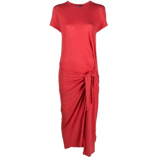 Rotes Leinen Midi Kleid - Polo Ralph Lauren - Modalova