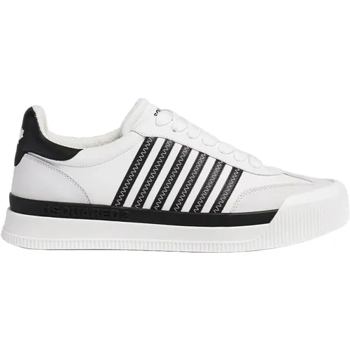 Weiße Leder Kontraststich Sneakers , Herren, Größe: 40 1/2 EU - Dsquared2 - Modalova