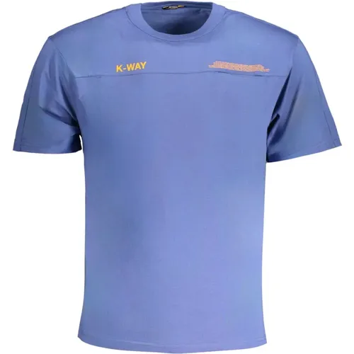 Blau T-Shirt mit Tasche , Herren, Größe: S - K-way - Modalova