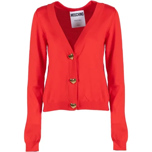 Heart Button Cardigan , female, Sizes: M - Moschino - Modalova