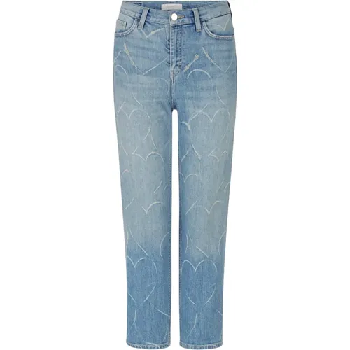 Vintage Straight Dunkelblau mit Herz Artwork Jeans , Damen, Größe: W26 L32 - Rich & Royal - Modalova