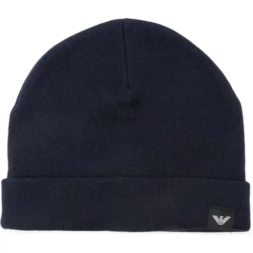 Navy Wool Hat , male, Sizes: M - Emporio Armani - Modalova