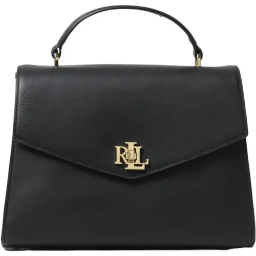 Smooth Leather Shoulder Bag with Metal Monogram , female, Sizes: ONE SIZE - Ralph Lauren - Modalova
